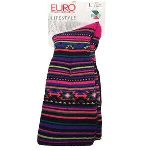 NWT Euro Sock Lifestyle Neon Southwestern Print Size L